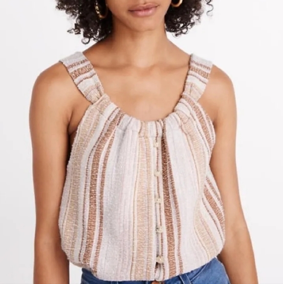 Madewell Tops - Madewell Texture & Thread  Button Front Swing Textured Tank in Cates Stripe
